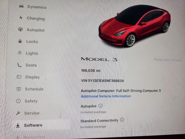 5YJ3E1EA5NF368639 - 2022 TESLA MODEL 3 RED photo 9