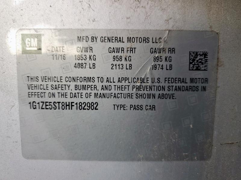 1G1ZE5ST8HF182982 - 2017 CHEVROLET MALIBU LT SILVER photo 12