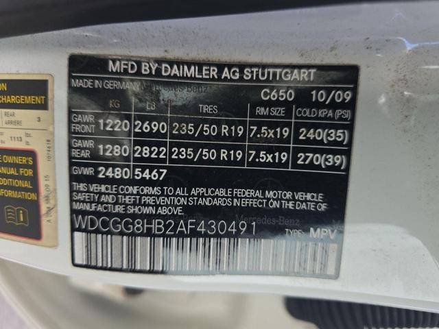 WDCGG8HB2AF430491 - 2010 MERCEDES-BENZ GLK 350 4MATIC WHITE photo 10