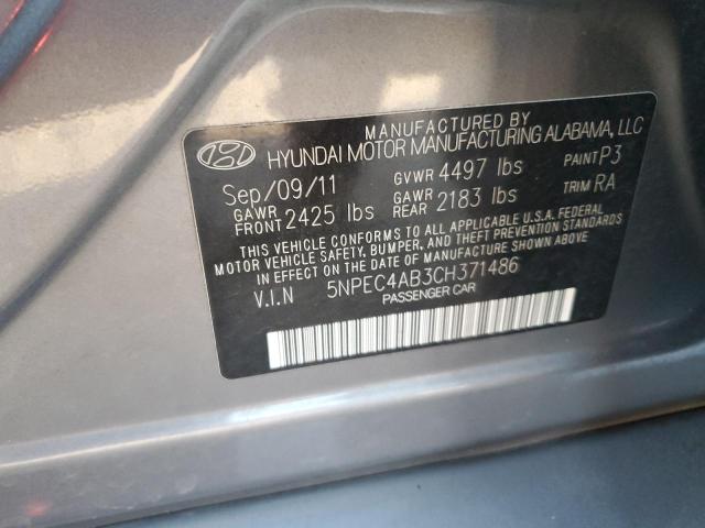 5NPEC4AB3CH371486 - 2012 HYUNDAI SONATA SE GRAY photo 12