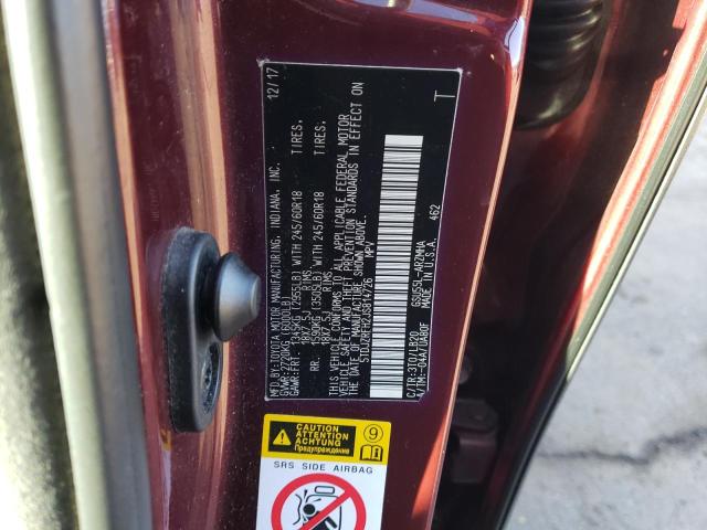 5TDJZRFH2JS814726 - 2018 TOYOTA HIGHLANDER SE Бордовий фото 13