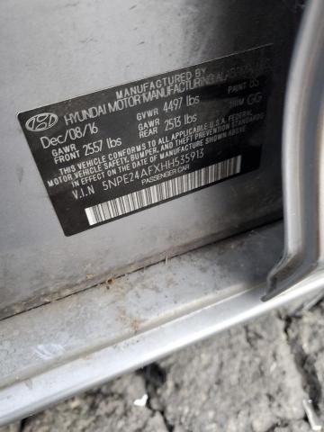 5NPE24AFXHH535913 - 2017 HYUNDAI SONATA SE GRAY photo 12