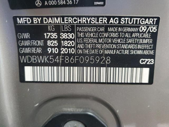 WDBWK54F86F095928 - 2006 MERCEDES-BENZ SLK 280 ვერცხლისფერი ფოტო 12