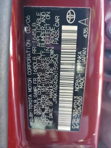 JTKKT624260159543 - 2006 TOYOTA SCION XA BURGUNDY photo 12