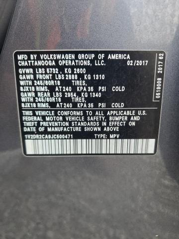 1V2DR2CA9JC500471 - 2018 VOLKSWAGEN ATLAS SE Gris foto 13