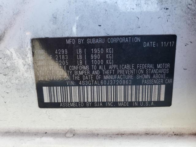 4S3GTAL60J3720863 - 2018 SUBARU IMPREZA SPORT WHITE photo 12