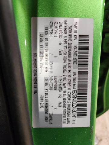 JM1DE1KZ7C0148736 - 2012 MAZDA MAZDA2 GREEN photo 12