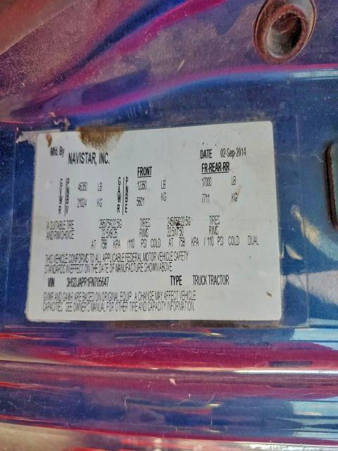 3HSDJAPR1FN705647 - 2015 INTERNATIONAL PROSTAR BLUE photo 10