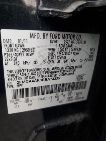 2FMDK4AK3BBA74335 - 2011 FORD EDGE SPORT BLACK photo 13