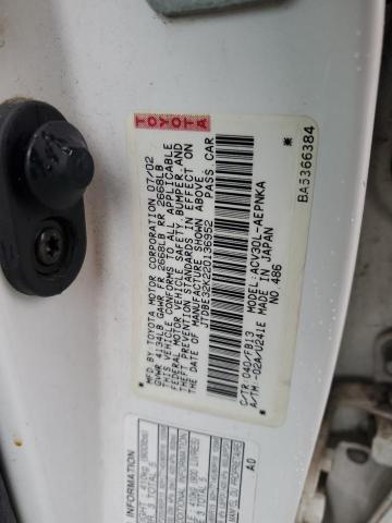 JTDBE32K220136952 - 2002 TOYOTA CAMRY LE WHITE photo 12
