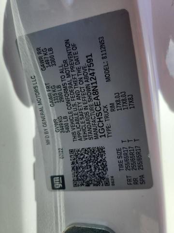 1GCHSCEA8N1247591 - 2022 CHEVROLET COLORADO LT WHITE photo 12