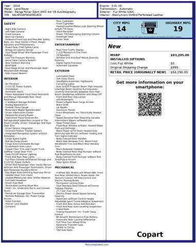 SALWV2EF8GA561824 - 2016 LAND ROVER RANGE ROVE AUTOBIOGRAPHY WHITE photo 10