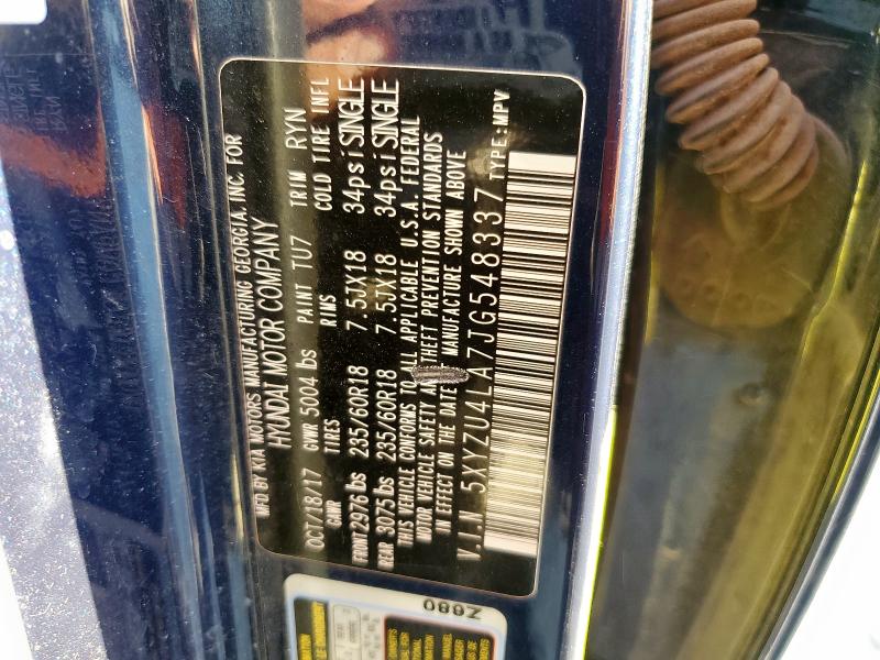 5XYZU4LA7JG548337 - 2018 HYUNDAI SANTA FE S Azul foto 12