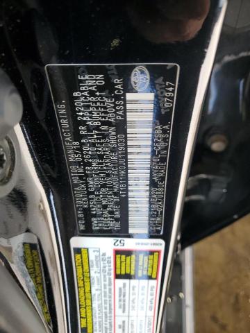 4T1B11HK0JU119030 - 2018 TOYOTA CAMRY L BLACK photo 13