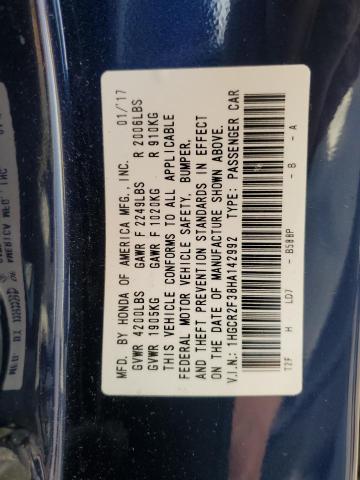 1HGCR2F38HA142992 - 2017 HONDA ACCORD LX 蓝色 照片 12