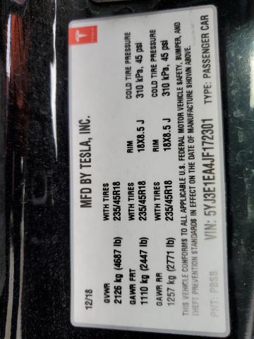 5YJ3E1EA4JF172301 - 2018 TESLA MODEL 3 Czarny zdjęcie 13