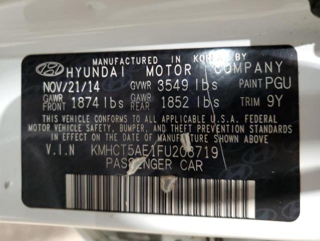 KMHCT5AE1FU208719 - 2015 HYUNDAI ACCENT GS თეთრი ფოტო 12