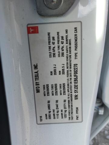 5YJ3E1EB6JF082270 - 2018 TESLA MODEL 3 Ақ фото 12
