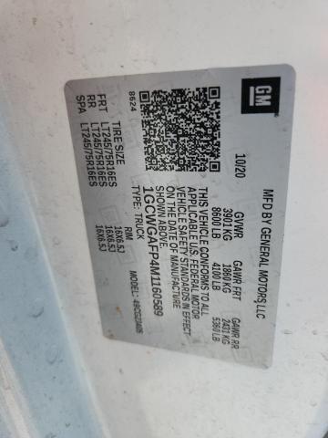 1GCWGAFP4M1160589 - 2021 CHEVROLET EXPRESS G2 WHITE photo 14