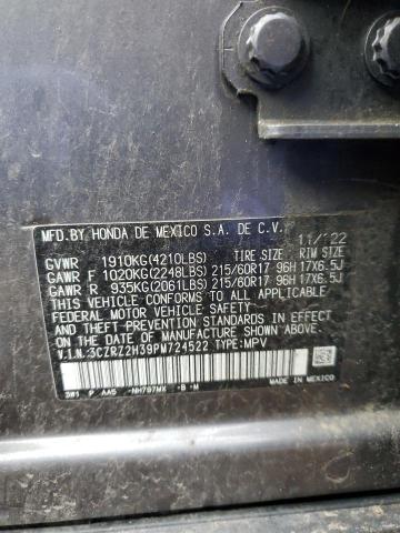 3CZRZ2H39PM724522 - 2023 HONDA HR-V LX GRAY photo 12