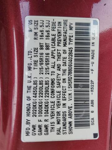 SHSRD78806U402845 - 2006 HONDA CR-V EX MAROON photo 14