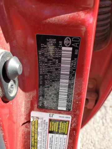 2T1BU4EEXDC964979 - 2013 TOYOTA COROLLA BASE 红色 照片 12