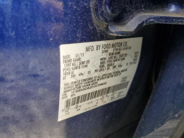 1FM5K8D82DGC09652 - 2013 FORD EXPLORER XLT Niebieski zdjęcie 13