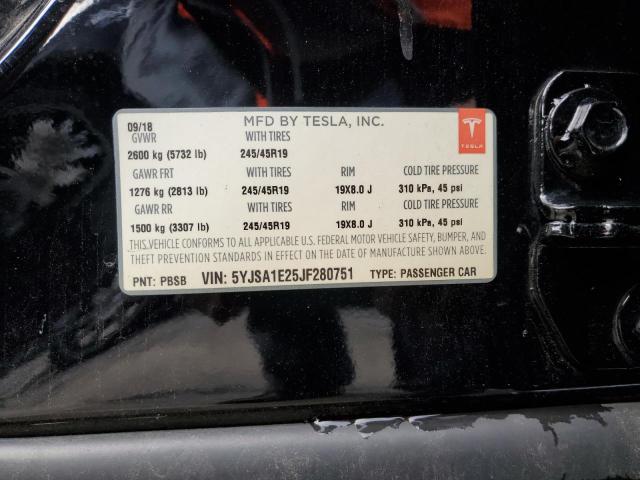 5YJSA1E25JF280751 - 2018 TESLA MODEL S Noir photo 13