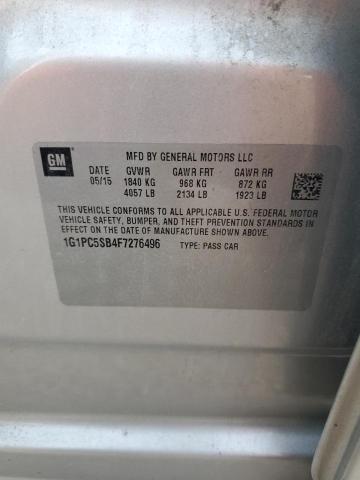 1G1PC5SB4F7276496 - 2015 CHEVROLET CRUZE LT 银色 照片 12