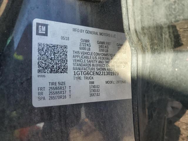 1GTG6CEN2J1301979 - 2018 GMC CANYON SLE أسود صورة 12