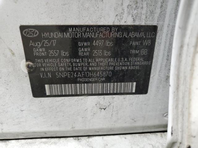5NPE24AF1JH645870 - 2018 HYUNDAI SONATA SE Білий фото 12