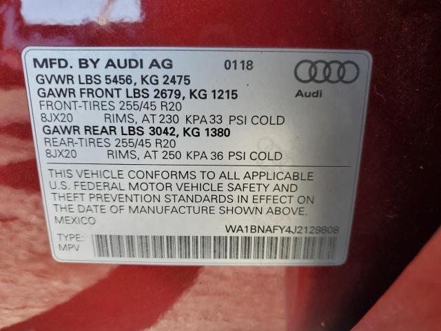 WA1BNAFY4J2129808 - 2018 AUDI Q5 PREMIUM PLUS RED photo 13