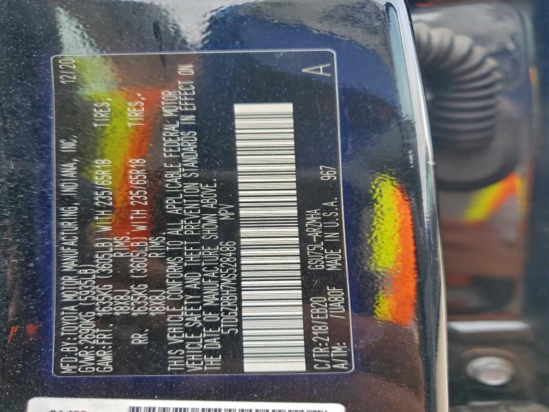 5TDGZRBH7MS528486 - 2021 TOYOTA HIGHLANDER XLE Schwarz Foto 13