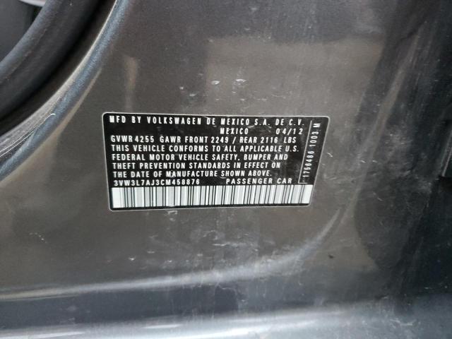 3VW3L7AJ3CM458876 - 2012 VOLKSWAGEN JETTA TDI Сұр фото 12