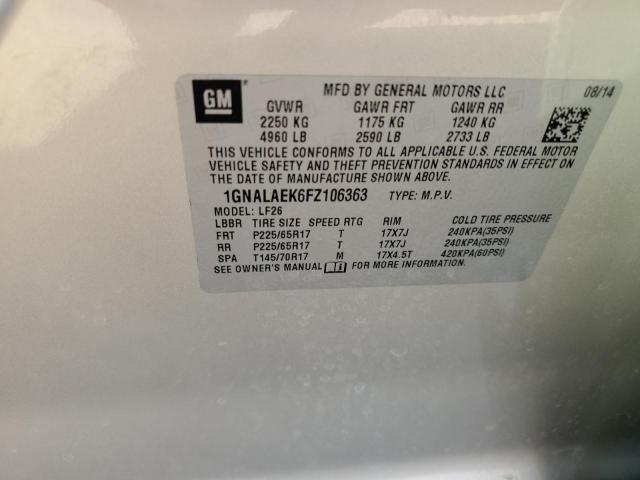 1GNALAEK6FZ106363 - 2015 CHEVROLET EQUINOX LS Բեժ լուսանկար 12