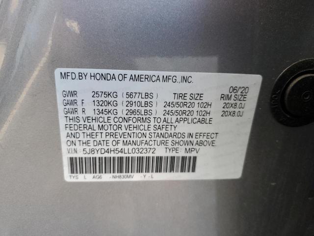 5J8YD4H54LL032372 - 2020 ACURA MDX TECHNOLOGY فضي صورة 13