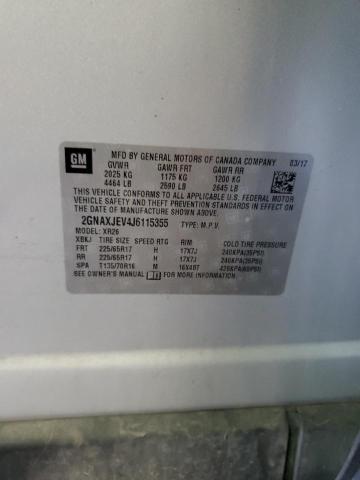 2GNAXJEV4J6115355 - 2018 CHEVROLET EQUINOX LT ვერცხლისფერი ფოტო 13