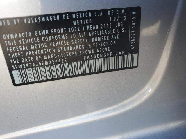 3VW2K7AJ9EM226428 - 2014 VOLKSWAGEN JETTA BASE SILVER photo 12
