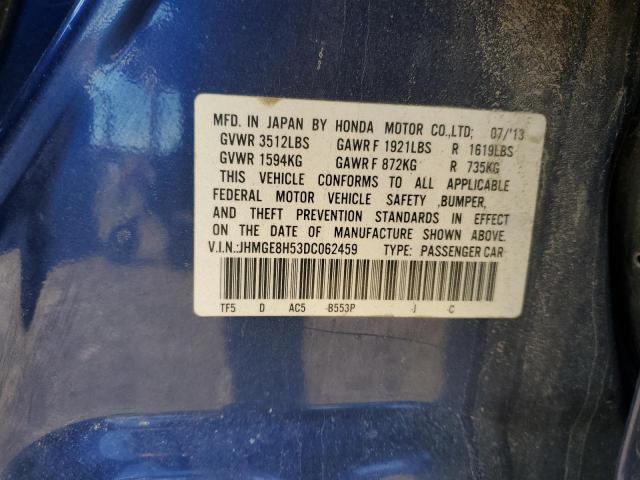 JHMGE8H53DC062459 - 2013 HONDA FIT SPORT ლურჯი ფოტო 13