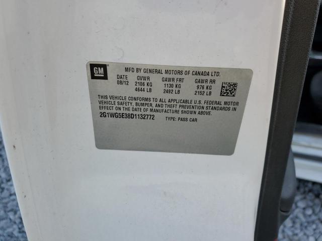 2G1WG5E38D1132772 - 2013 CHEVROLET IMPALA LT 白色 照片 12