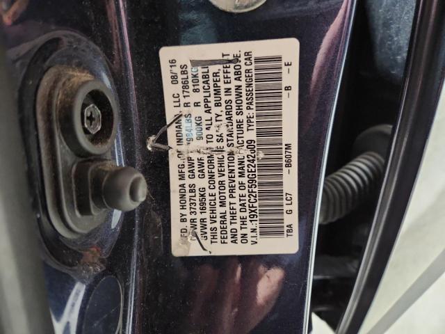 19XFC2F59GE242609 - 2016 HONDA CIVIC LX Կապույտ լուսանկար 12