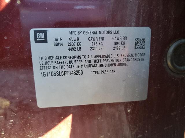 1G11C5SL6FF148250 - 2015 CHEVROLET MALIBU 1LT RED photo 13