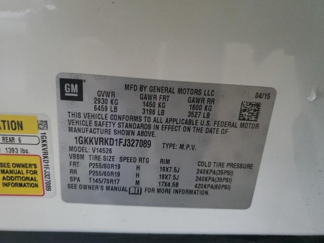 1GKKVRKD1FJ327089 - 2015 GMC ACADIA SLT-1 WHITE photo 13