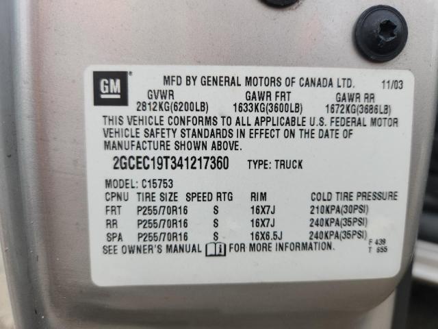 2GCEC19T341217360 - 2004 CHEVROLET SILVERADO C1500 ვერცხლისფერი ფოტო 12