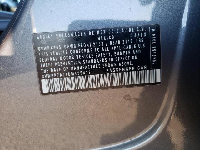 3VWBP7AJ1DM435419 - 2013 VOLKSWAGEN JETTA SE 灰色 照片 12