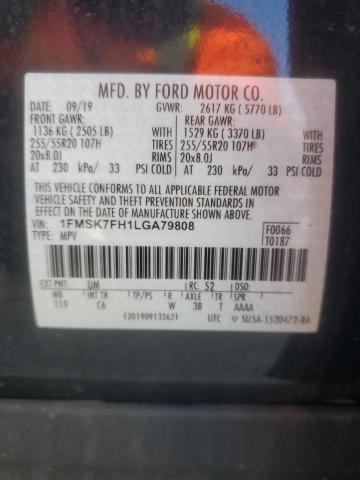 1FMSK7FH1LGA79808 - 2020 FORD EXPLORER LIMITED BLACK photo 13