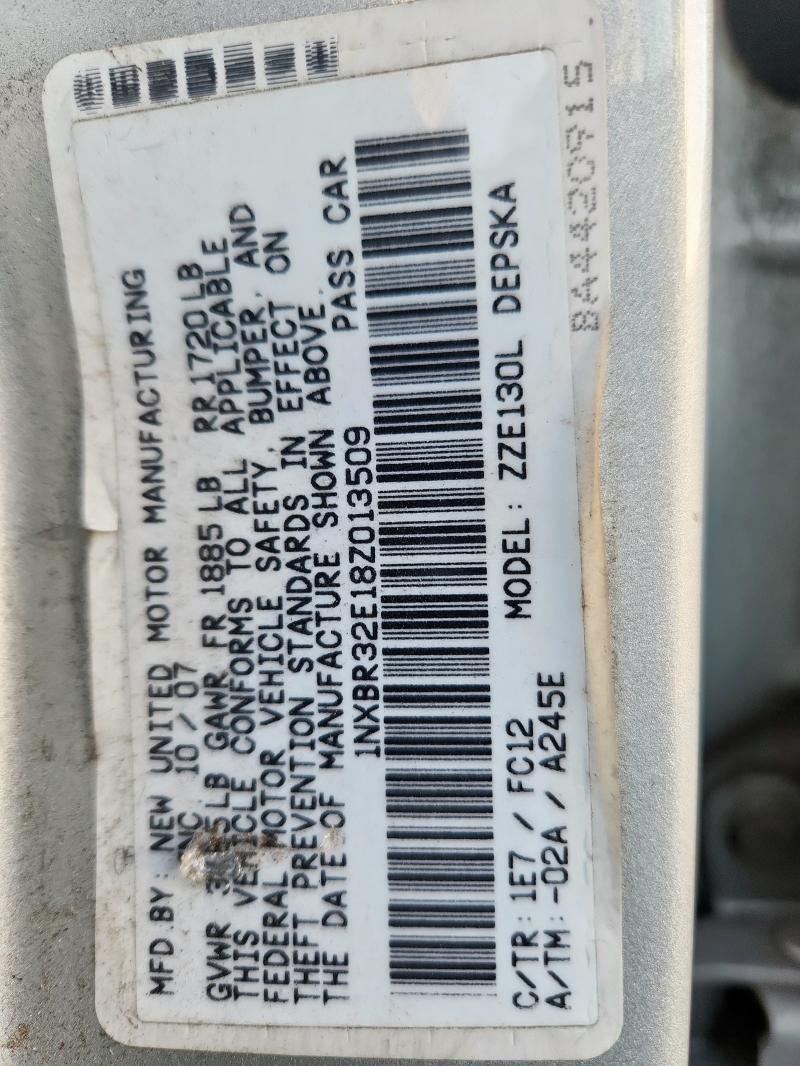 1NXBR32E18Z013509 - 2008 TOYOTA COROLLA CE 银色 照片 12