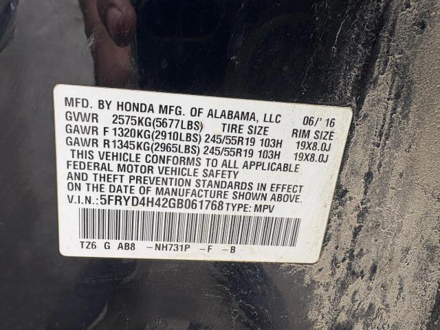 5FRYD4H42GB061768 - 2016 ACURA MDX TECHNOLOGY أسود صورة 10