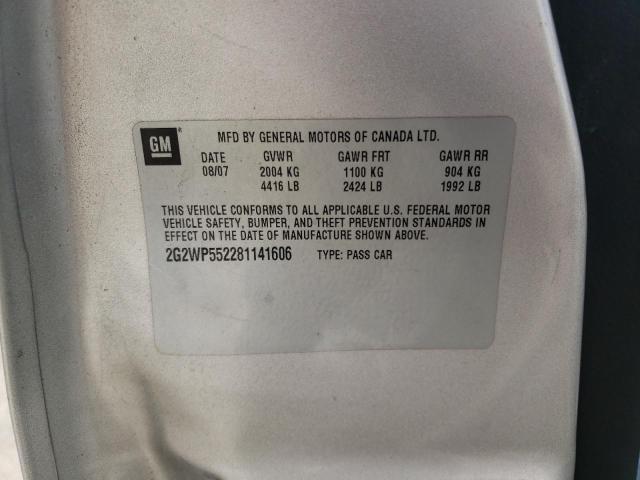 2G2WP552281141606 - 2008 PONTIAC GRAND PRIX SILVER photo 12