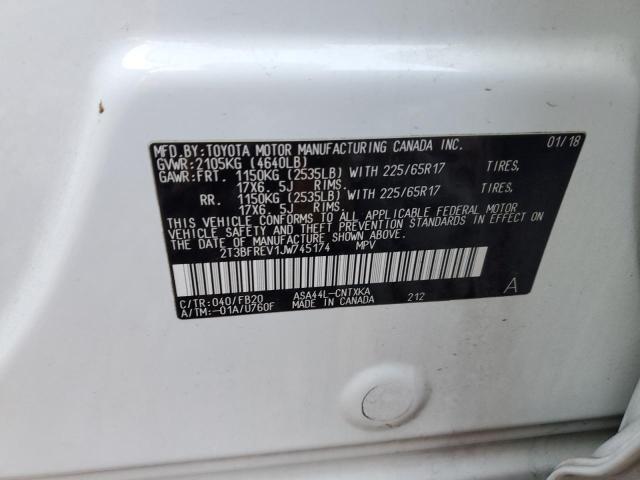 2T3BFREV1JW745174 - 2018 TOYOTA RAV4 LE თეთრი ფოტო 14